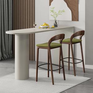 등받이가 있는 나무 바 의자 1개 벨벳 쿠션 의자(좌석 높이 65cm) 가구 카운터 높이 바 좌석(부드러운 패드 포함)