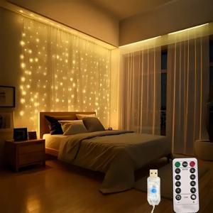 USB 크리스마스 LED 커튼 조명, 실내 요정 커튼 조명, 침실, 배경 창문, 휴일 조명에 적합