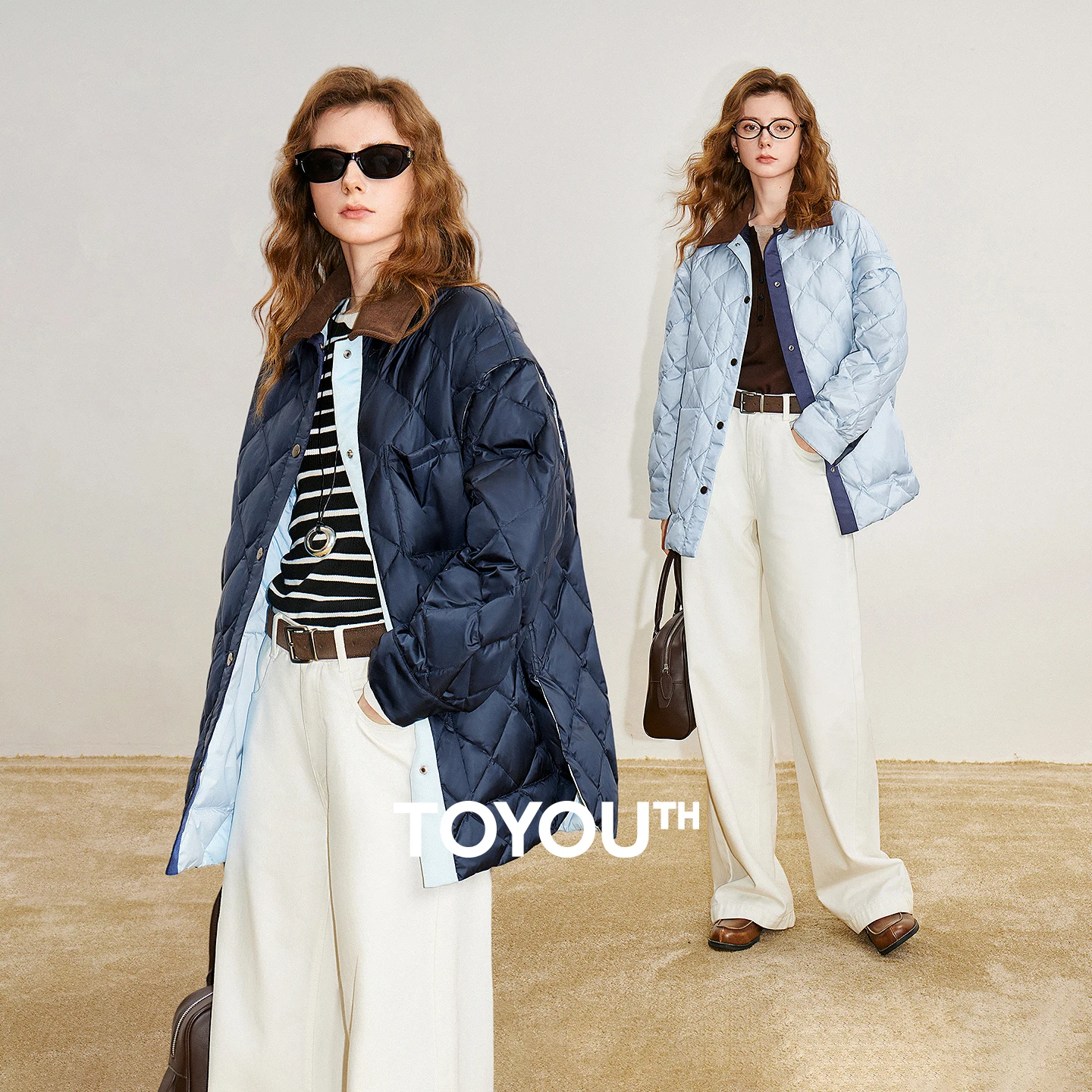 토유스 여성용 90% 화이트 덕 다운 재킷 2025 겨울 신상 양면 항균 턴다운 칼라 파카 여성 아우터 코트