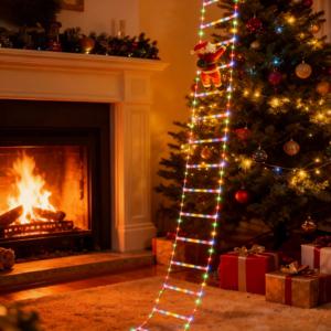 1개 3m 산타클로스 계단 오르기 조명 크리스마스 트리 거실 침실 창문 축제 파티 분위기 장식 조명