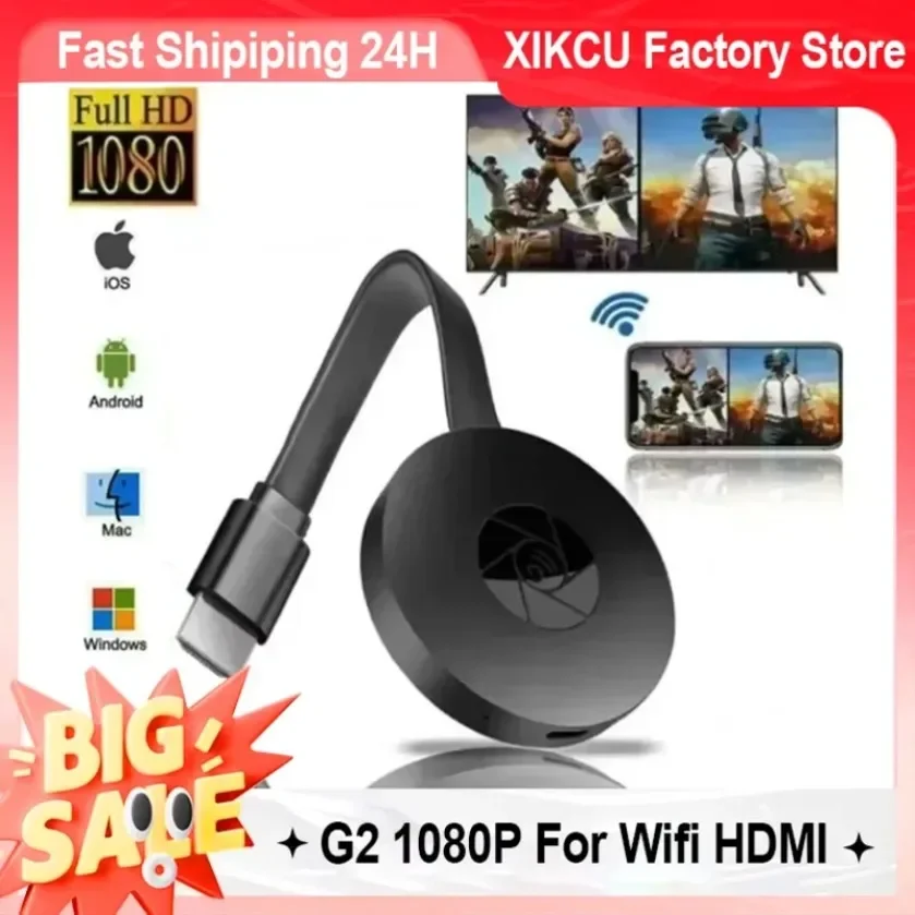XIKCU G2 1080P HDMI 호환 MiraScreen 디스플레이용 Anycast Wifi Miracast 동글 TV용 호환 가능 ios 미러 스크린