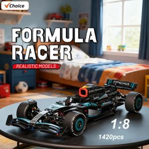 2025 신기술 1:8 스케일 포뮬러 원 레이싱카 블록 키트 FI 모델 장난감 소년 및 성인용 축제 선물 수집품