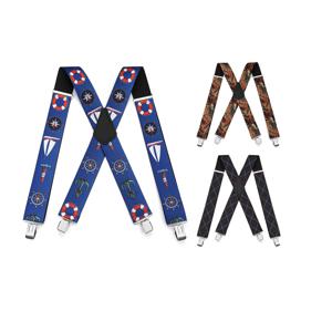 5cm 탄성 남성용 멜빵, 4개의 클립 포함, X자형, 조절 가능, 미끄럼 방지 멜빵