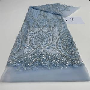 아프리카 비즈 장식 신랑 레이스 원단 2025 고품질 프랑스 메쉬 레이스 원단 스팽글 나이지리아 레이스 원단 웨딩 드레스 재봉용