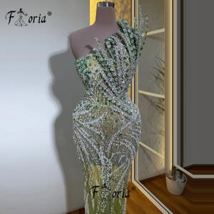 그린 머메이드 이브닝 드레스 비즈 크리스탈 3D 아플리케 프롬 드레스 블랙 걸스 포멀 파티 가운 맞춤 제작 2025 로브 소와레