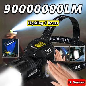 충전식 강력 LED 헤드램프, 텔레스코픽 줌 기능 헤드라이트 - 야외 방수 고광량 작업용 헤드라이트