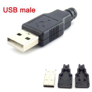 5/10pcs 4 핀 USB 2.0 유형 A 남성 소켓 플러그 커넥터 어댑터 검정색 플라스틱 커버 솔더 유형 DIY 커넥터 L19