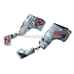 PU 가죽 골프 퍼터 커버, 국기 패턴 골프 클럽 커버, 블레이드 퍼터 커버 프로텍터, 자석 클로저 포함, 1 개