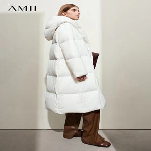 AMII 미니멀리스트 2024 여성용 다운 퍼퍼 코트 겨울 긴 빵 코트 가벼운 두꺼운 따뜻한 품질 패션 겉옷 New 12324060