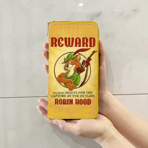 디즈니 로빈 후드 W7580 애니메이션 서류 가방 지갑, 만화 지퍼 동전 가방, 캐주얼 지갑, 카드 보관 핸드백, 남녀공용 선물