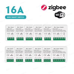 16A Wifi /Zigbee 3.0 미니 스마트 DIY 스위치 2 웨이 제어 스마트 홈 릴레이 자동화 차단기는 Alexa Google 홈과 함께 작동합니다.