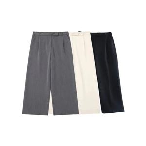 Willshela 여성 패션 솔리드 프론트 지퍼 스트레이트 바지 빈티지 하이 웨스트 전체 길이 여성 세련된 레이디 바지