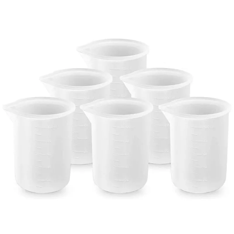 6Pcs 100ml 실리콘 측정 컵 DIY 수지 접착제 도구 컵 수제 공예 Nonstick 실리콘 혼합 컵 만들기위한