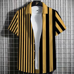 스트라이프 남성 셔츠 꽃 2023 3d 프린트 셔츠 캐주얼 반팔 탑 비치 파티 셔츠 남자 하와이 셔츠 남성 의류 느슨한