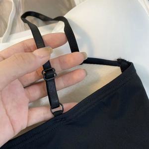 얇은 소재 이중 스트랩 단색 멜빵 핫걸스 이너 스포츠 베스트 섹시 아우터웨어 슬림 여성용