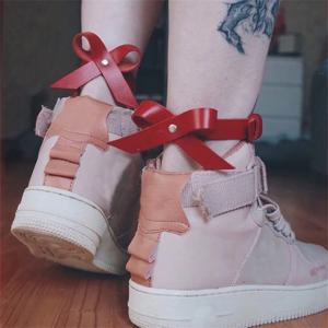 UYEE 2PCS 가죽 빨간 활 발목 다리 반지 펑크 패션 의상 공 롤 플레잉 의상 맞춤형 발목 액세서리