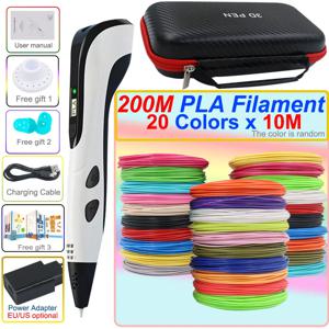 LCD 디스플레이 전원 어댑터와 소설 크리 에이 티브 3D 어린이 인쇄 펜 PLA 필라멘트 여행 상자 어린이 크리스마스 생일 선물