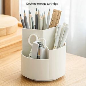 다기능 펜 홀더 흰색 부문 및 계층화 된 회전 연필 사무실 데스크탑 스토리지 문구 용품 미용 도구