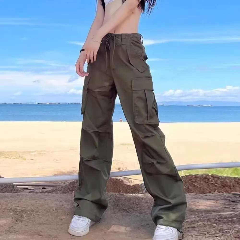 플러스 사이즈 여름 새 캐주얼 작업 바지 다목적 루즈 팬츠 슬리밍 스포츠 빠른 건조 여성 바지 통기성 달리기