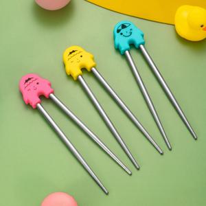 1pc 만화 연습 특별 식사 젓가락 젓가락 어린이 초보자 이동식 재활용