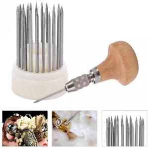 23pcs 구슬 도구 세트 다이아몬드 스톤 진주 곡물 도구 세트 나무 손잡이와 구슬 보석 금세공 보석상 도구 만들기