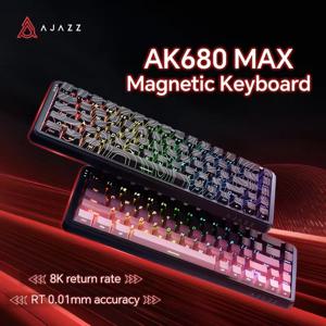 AJAZZ AK680 MAX 자기 스위치 기계식 키보드 60% 신속한 트리거 0.01mm 8K/1K 반환 68 키 유선/무선 게임용 키보드