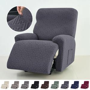 자카드 리클라이너 소파 커버, 신축성 안락 의자 슬립 커버, 단색 미끄럼 방지 소파 슬립 커버, 홈 오피스 장식용, 세트당 4 개