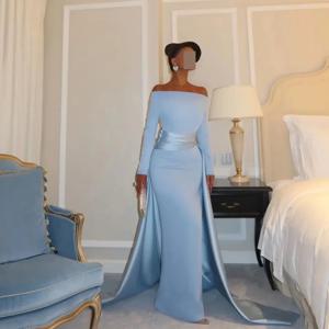 인디 우아한 오프 숄더 프롬 가운 여성용 긴 소매 파티 저녁 원피스 바닥 길이 특별 행사 드레스 맞춤형