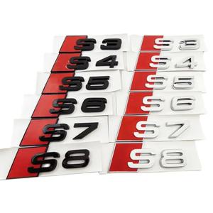 3D ABS 크롬 블랙 로고 S3 S4 S5 S6 S7 S8 엠블럼 자동차 트렁크 배지 스티커 아우디 8Y 8P 8V B6 B8 B9 8T C4 C6 C7 C8 액세서리