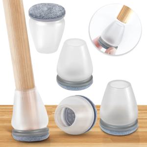 두꺼운 랩 펠트 패드가 있는 회색 의자 다리 바닥 보호대, 실리콘 가구 발 커버, 테이블 발 보호 바닥, 8 개