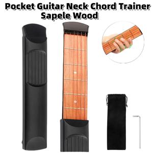 6 프렛 모델 휴대용 포켓 기타 목 코드 트레이너 Sapele 나무 기타 연습 도구 트레이너 초보자 운동