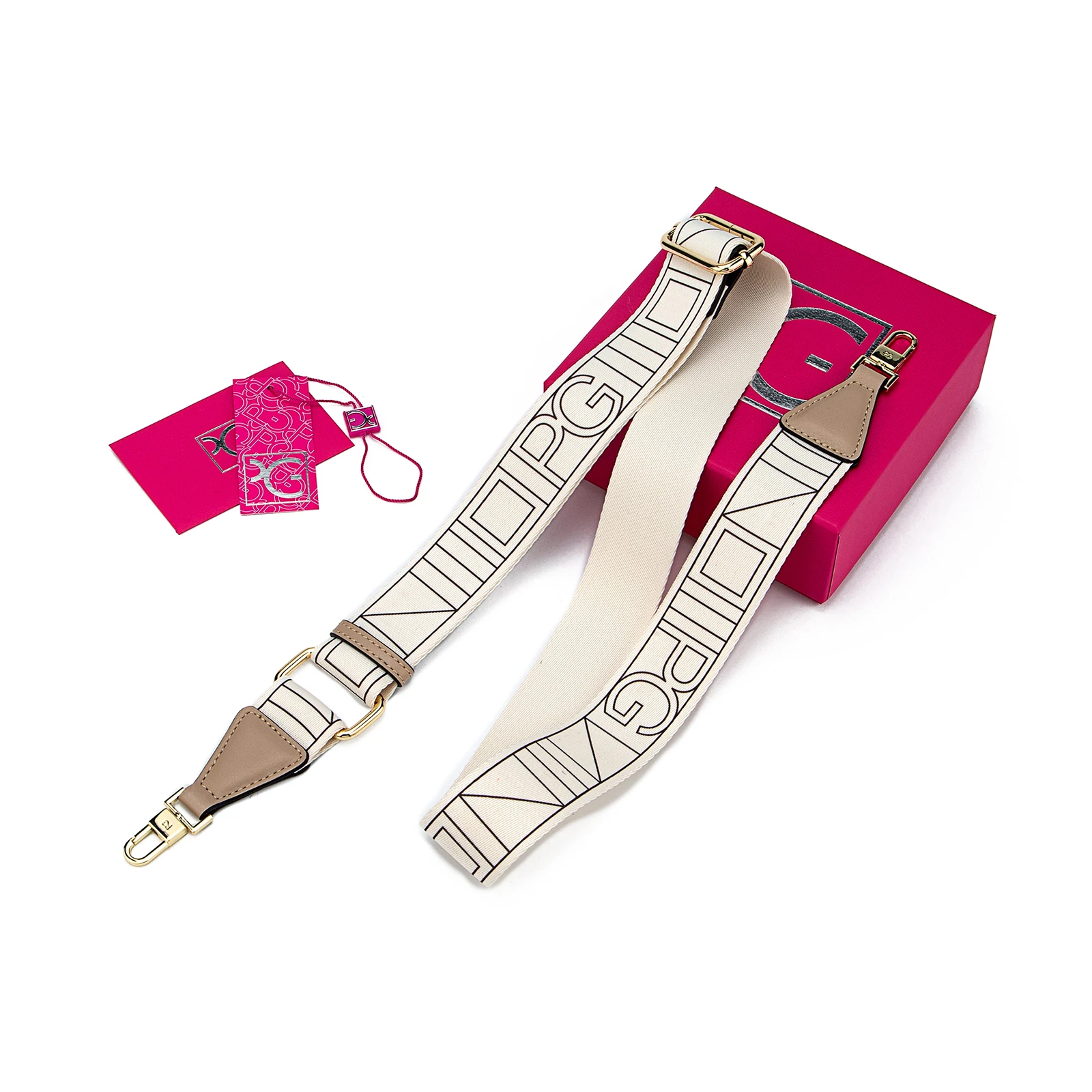 PG 여성용 휴대용 어깨 끈 패션 럭셔리 브랜드 레트로 클래식 자카드 질감 수하물 액세서리