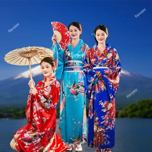 일본의 전통 의상 기모노 애니메이션 코스프레 사진 사진 세트 기모노 무대 공연 여성 정장 유카타