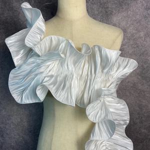 3 야드 빅 웨이브 텍스처 레이스 패브릭 소프트 워터 라이트 새틴 프릴 플리츠 트림 아플리케 DIY 드레스 댄스 수행 의류 액세서리