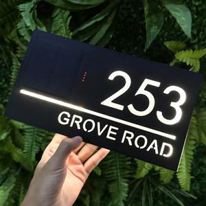 정문용 맞춤형 태양광 LED 아크릴 집 번호 표시 - 맞춤형 주소판 Dropshipping