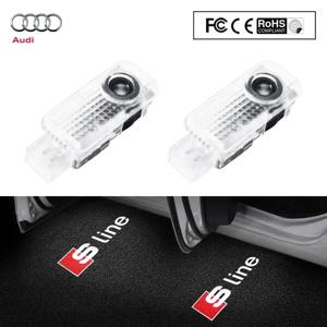 2Pcs LED 자동차 문 엠 블 럼 라이트 환영 램프 레이저 프로젝터 아우디 Sline A1 A3 A4 A5 A6 C5 C6 C7 A7 Q3 Q5 Q7 TT Etron B6 B7 B8
