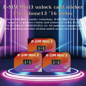 2025 최신 R-SIM Mini3 잠금 해제 카드 스티커 iPhone 13 ~ 16PM ICCID 잠금 해제처럼 듀얼 SIM 슬롯만 지원