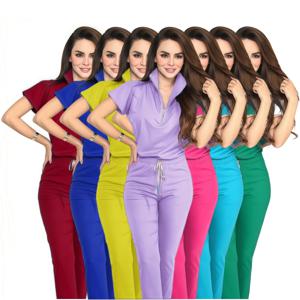 치과 진료소 간호 유니폼 세트 짧은 소매 의료 스크럽 유니폼 여성과 남성 외과 병원 유니폼 스파 작업복