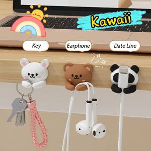 Worthbuy 데스크탑 귀여운 케이블 주최자 홀더 클립 데스크 깔끔한 주최자 자체 접착 케이블 관리 사무실 와이어 코드 홀더