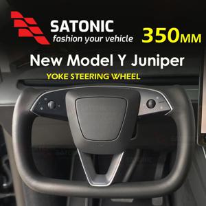 2026 Tesla New Model Y Juniper 맞춤형 나파 가죽 성능 SATONIC 요크핸들 350mm용 새로운 가열 요크 핸들 스티어링 휠