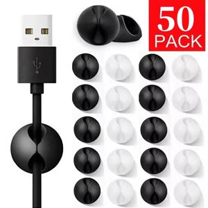 5/50Pcs 케이블 클립 와인 더 주최자 라운드 충전기 코드 클립 데스크 깔끔한 관리 와이어 접착 홀더 클램프 홈 오피스 자동차