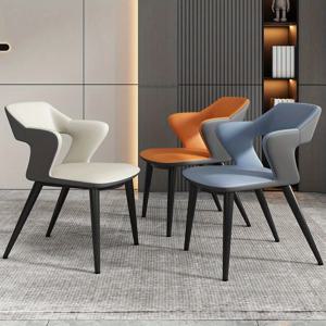 등받이, 중공 디자인, 클럽하우스 호텔 서양식 레스토랑 카페에 적합한 프랑스 스타일 1Pc 가죽 식당 의자