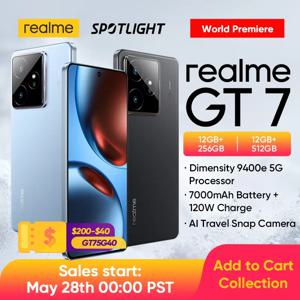 [러시아어 버전] realme GT 7 5G 스마트폰 Dimensity 9400e 칩셋 7000mAh 배터리 120W 충전 IMX906 OIS 카메라 IP69 NFC GT7