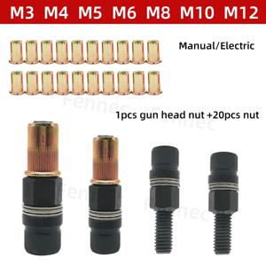 21pcs 리벳 너트 도구 핸드 리벳 너트 헤드 간단한 설치 수동 리베 터 너트 용 리브 너트 도구 M3 M4 M5 M6 M8 M10