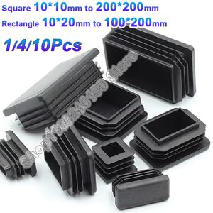 직사각형 사각형 플라스틱 검정색 블랭킹 엔드 캡 튜브 파이프 삽입 플러그 마개 스토퍼 커버 가구 발 패드 10x10mm-200x200mm