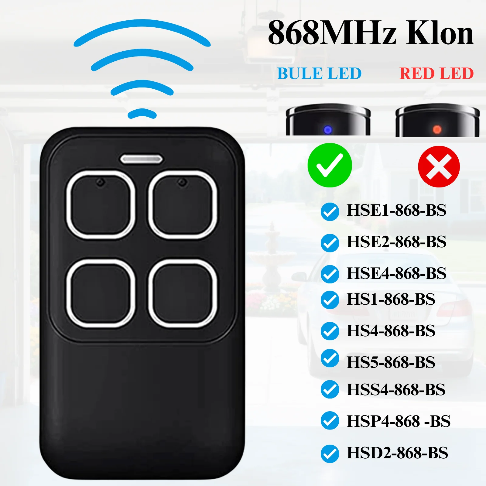868MHz 원격 제어 복제 HSE4-868-BS BS Bisecur 명령과 호환 가능 HSE1 HSE2 HS1 HS4 868 BS 휴대용 송신기