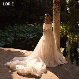 LORIE 레이스 아플리케 웨딩 드레스 a 라인 스윗하트 오프 숄더 신부 가운 레이스 업 바닥 길이 신부 가운 맞춤형