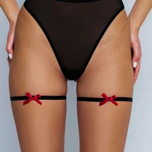 2개 Y2K 귀여운 리본매듭 다리 가터 벨트 - 캐주얼 나들이, 결혼식, 데이트 및 파티용 신축성 있고 세탁할 수 없음