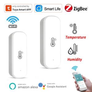 Tuya Zigbee 온도 습도 센서 배터리 구동 APP 원격 모니터 음성 제어는 Alexa Google Home Smart Life와 함께 작동합니다.