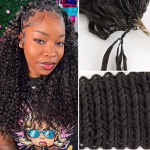 Orientfashion 컬리 크로셰 인간 헤어 익스텐션 매듭없는 사전 분리 깃털 크로셰 인간 헤어 워터 웨이브 보이지 않는 매듭